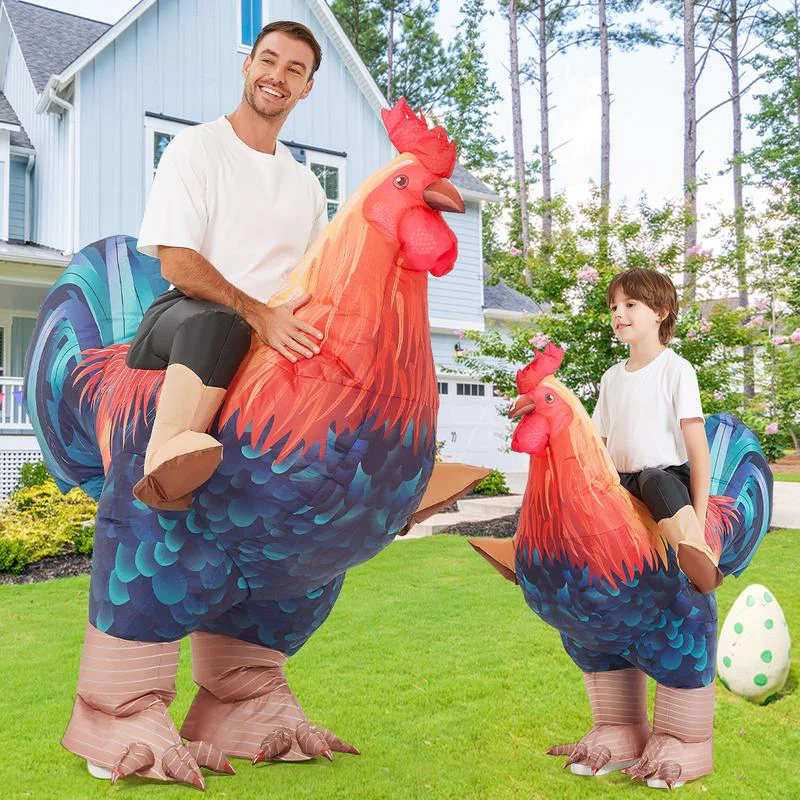 1 Cluck Rider Inflatable Rooster Costume - Image 1